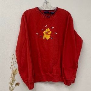 Vintage Red Winnie The Pooh Embroidered Crewneck Sweater